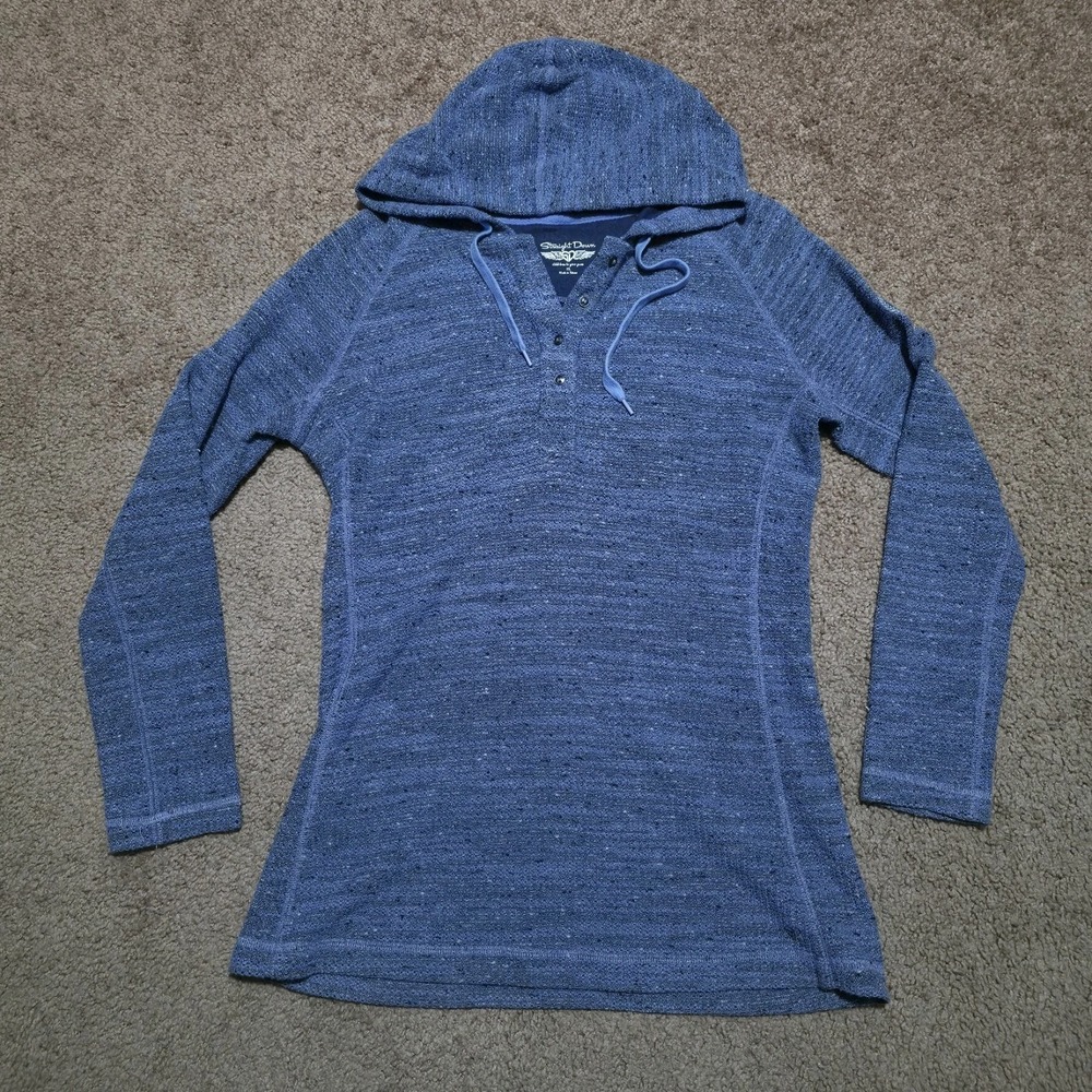 Straight Down Hoodie Womens Medium Blue Performance Golf Quarter Button‎